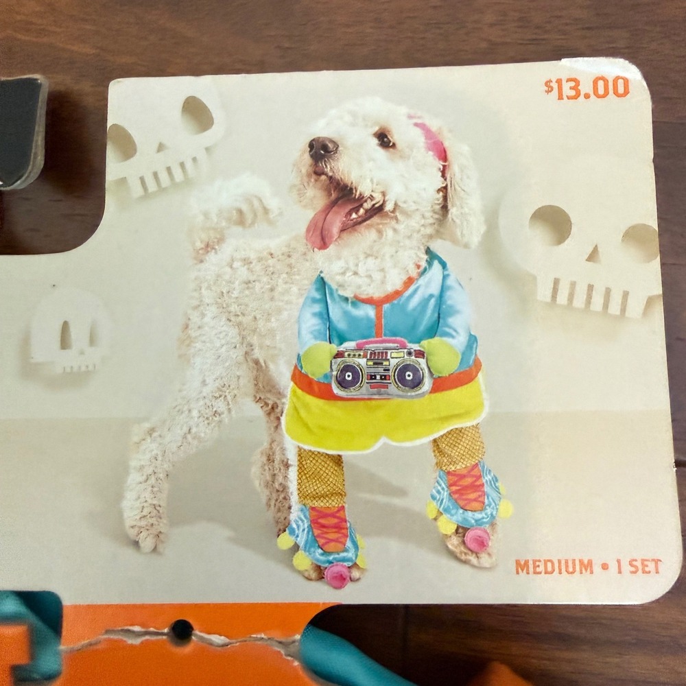 Hyde and Eek Boutique Retro Skater Dog Costume Sz M 80s Roller Skates Boombox